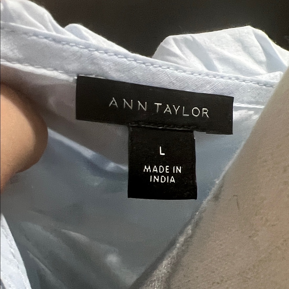 Ann Taylor Light Blue Sleeveless Ruffle Blouse - Picture 2 of 6